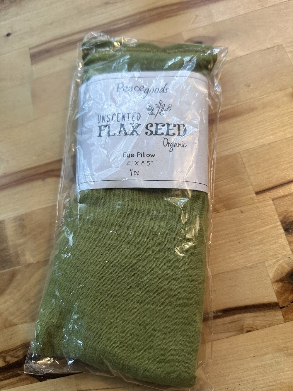 Peacegoods Unscented Organic Flax Seed Eye Pillow Green 4"x8.5" 9oz NWT Yoga